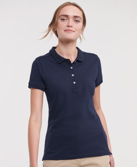 Russell Athletic Ladies Stretch Piqué Polo Shirt Thumbnail