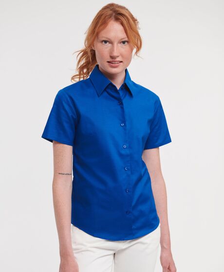 Russell Athletic Collection Ladies Short Sleeve Easy Care Oxford Shirt Thumbnail