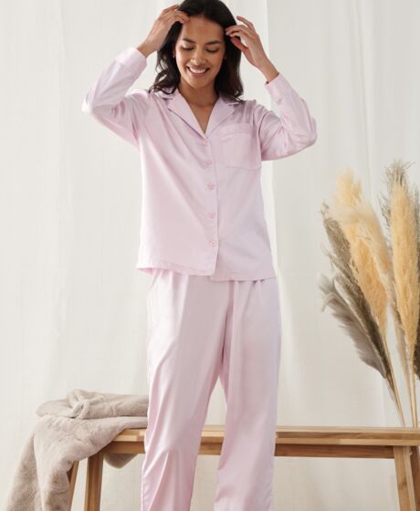 Towel City Ladies Satin Long PJ's Thumbnail